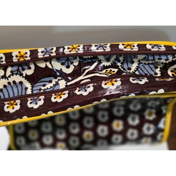 Vera Bradley Floral Vinyl Messenger Bag With Adjustable Strap & Yellow Accents - Picture 9 of 12